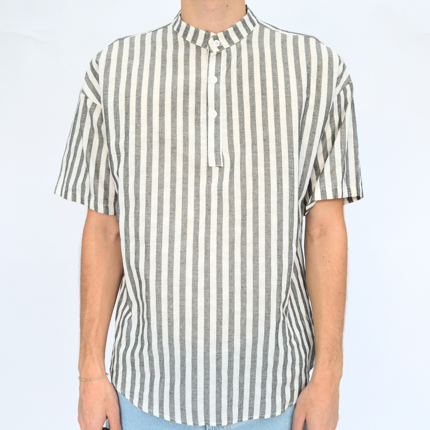 Camicia Lino Coreana a Righe