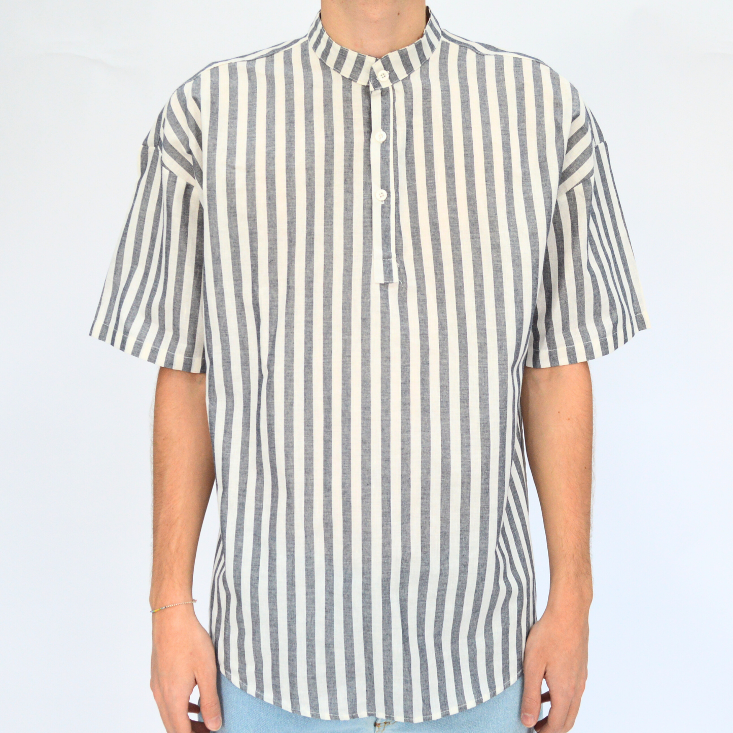 Camicia Lino Coreana a Righe