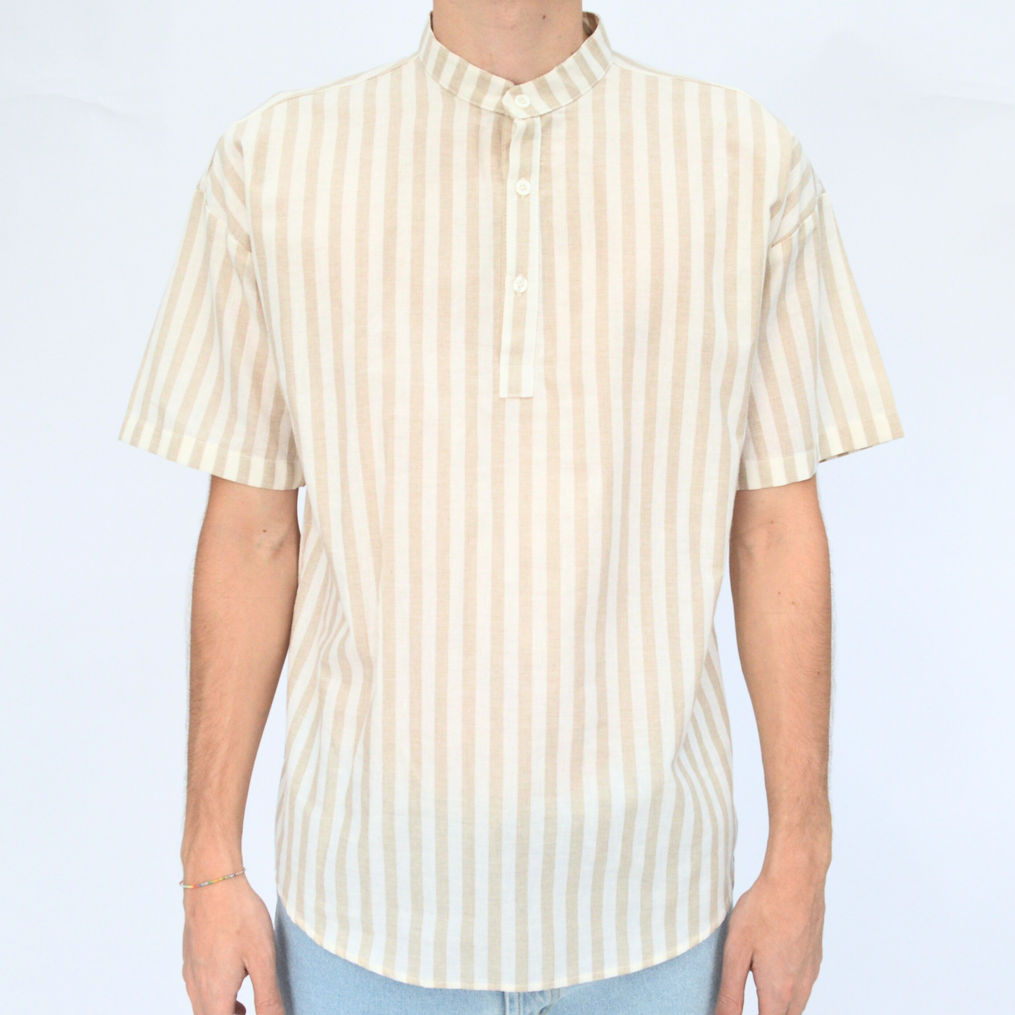 Camicia Lino Coreana a Righe