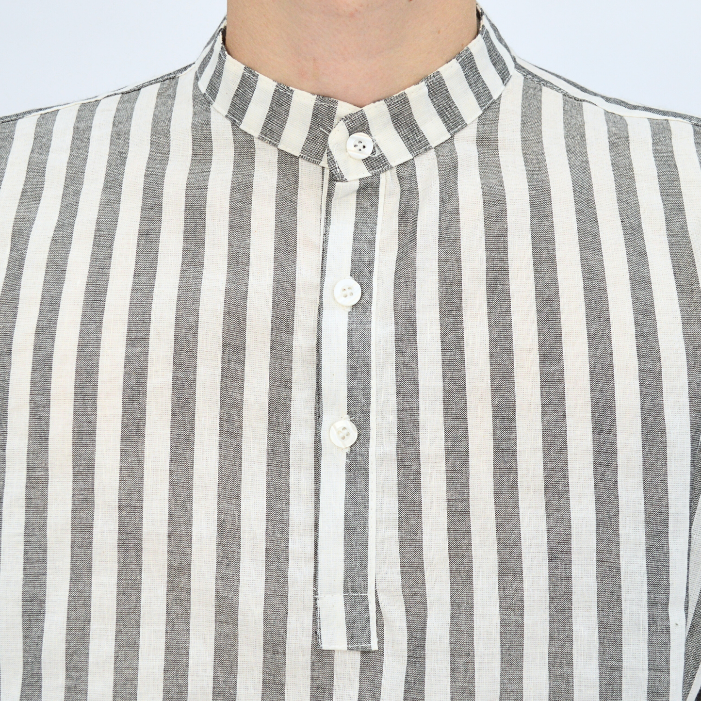 Camicia Lino Coreana a Righe