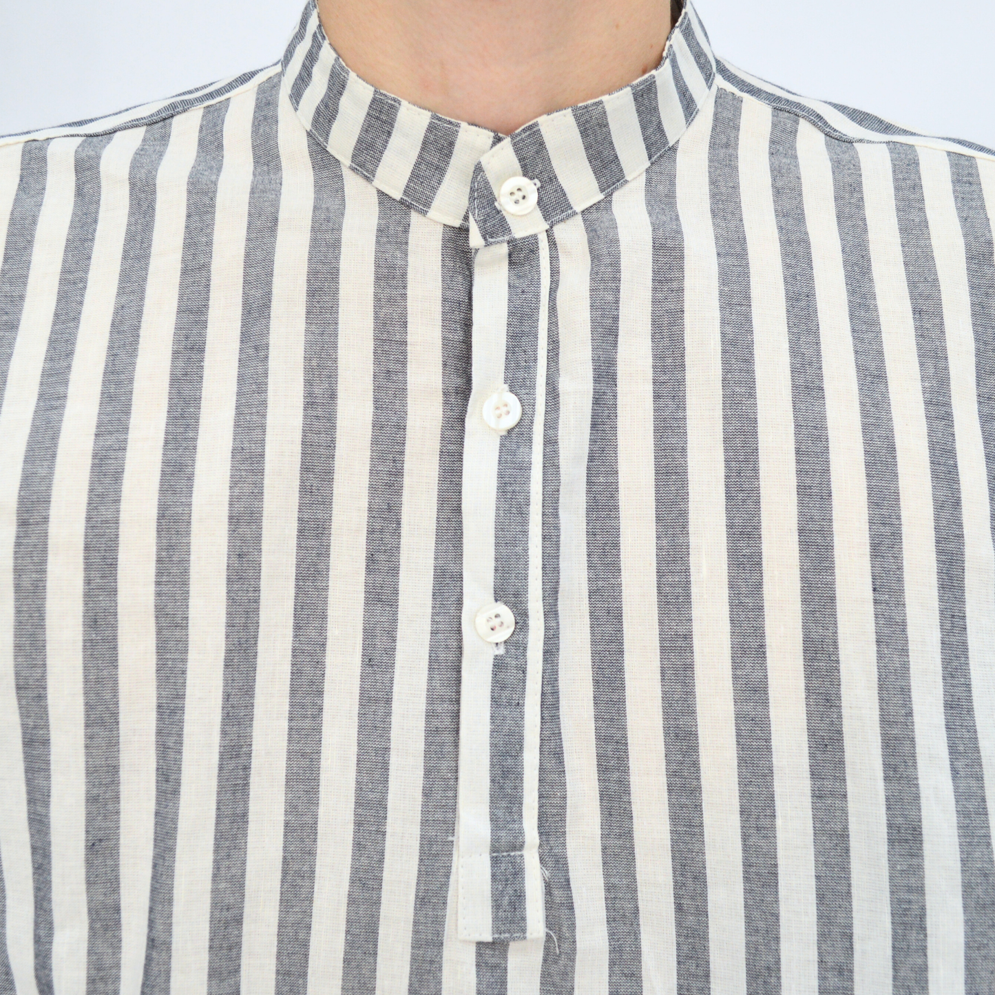 Camicia Lino Coreana a Righe