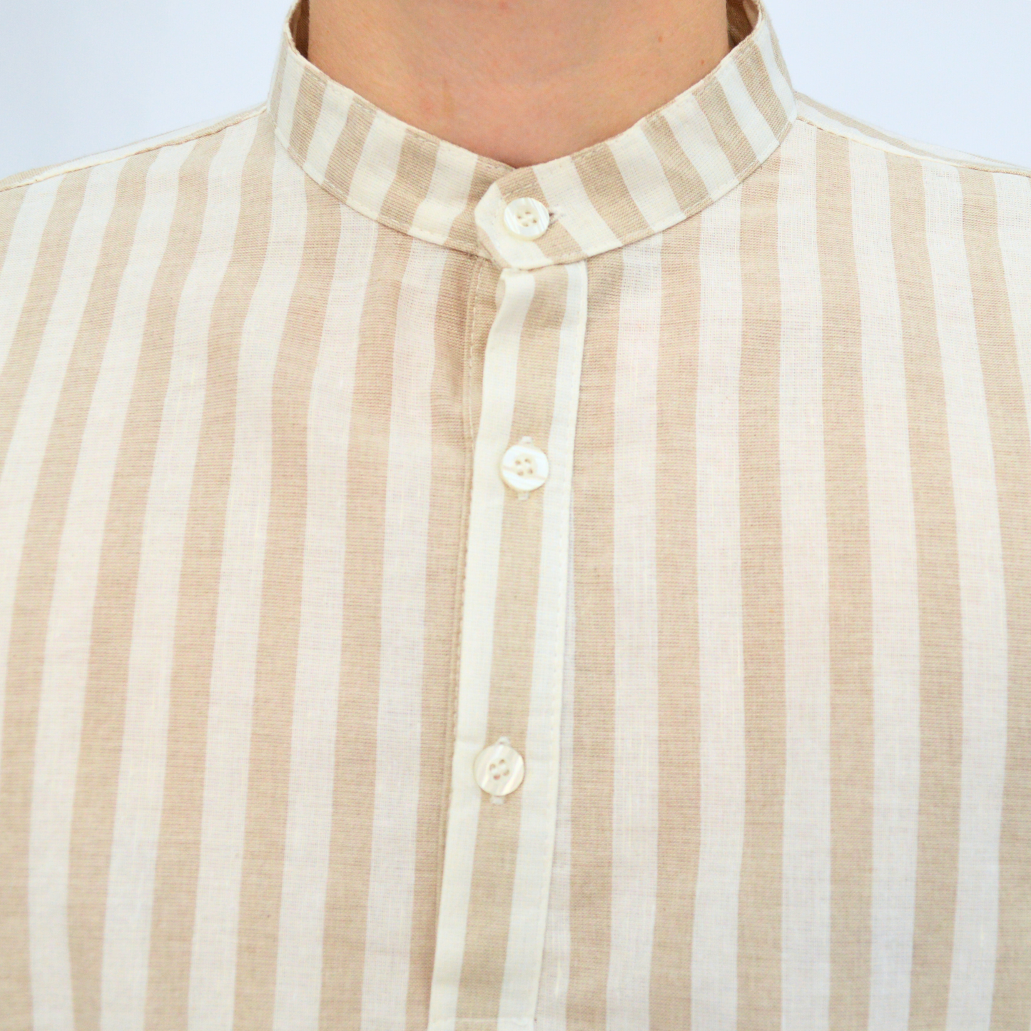Camicia Lino Coreana a Righe